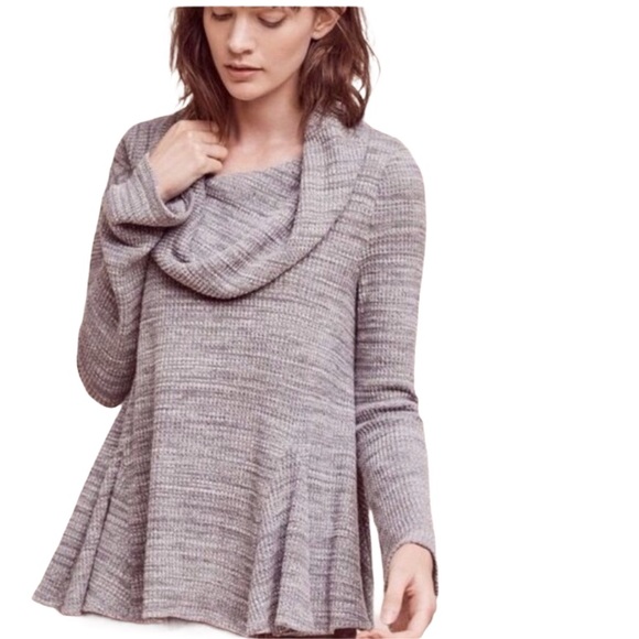 Anthropologie Sweaters - Anthro Postage Stamp Cowl Neck Tulip Hem Sweater